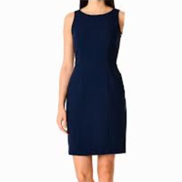 NWOT Hugo Buscati Milano 100% Silk Italian Dark Blue Sleeveless Dress Size 4 (S)